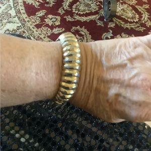 Hammered metal hinge bracelet gold tone